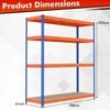 Promotions Lentynų stelažas, 4 pakopų reguliuojamos metalinės lentynos, 181x61x203 cm, oranžinė, didelės apkrovos sandėliavimas
