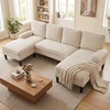 Promotions Modulinė Sofa Lova U formos 5-6 vietų 258x125x71,5 cm Smėlio spalvos aksominis audinys
