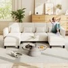 Promotions Modulinė sofa, U formos kampinė 280x144x84 cm, smėlio spalvos, šenilinė medžiaga