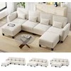 Promotions Modulinė sofa, U formos kampinė 280x144x84 cm, smėlio spalvos, šenilinė medžiaga