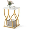 Promotions Naktinis staliukas 39,4x39,4x59,7 cm baltas/auksinis