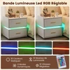 Promotions Naktinis staliukas rinkinys LED naktinė lempa su įkrovimo stotele 45x40x48 cm balta metalinė bazė
