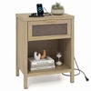 Promotions Naktinis staliukas su stalčiumi ir įkrovimo stotele 50x38x64,5 cm natūralus
