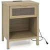 Promotions Naktinis staliukas su stalčiumi ir įkrovimo stotele 50x38x64,5 cm natūralus