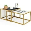 Promotions Nesting kavos stalų rinkinys, 80x53x38 cm ir 60x60x44 cm, juoda balta auksas