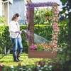 Promotions Pakelta daržinė lysvė su 2 šoninėmis grotelių tvorelėmis ir kabančiu stogu 182x110x44 cm kavos spalvos