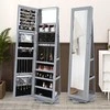 Promotions Papuošalų spintelė, 360° pasukama, užrakinama, 2-in-1 su visu ilgio veidrodžiu, 38,1x38,1x161,3 cm, pilka