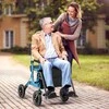 Promotions Rolatorius vaikštynė, 2-in-1 Sulankstomas su sėdyne ir pneumatiniais ratais, 64x103x59 cm, Tamsiai mėlynas