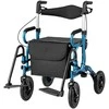Promotions Rolatorius vaikštynė, 2-in-1 Sulankstomas su sėdyne ir pneumatiniais ratais, 64x103x59 cm, Tamsiai mėlynas