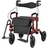 Promotions Rolatorius vaikštynė, 2-in-1 sulankstomas su sėdyne ir 23x25x103 cm pneumatiniais ratais, raudonas