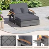 Promotions Rotango sodo suoliuko ir pufų komplektas 2 vietų 164/119x72-111x54,5-88 cm pilka/kreminė