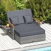 Promotions Rotango sodo suoliuko ir pufų komplektas 2 vietų 164/119x72-111x54,5-88 cm pilka/kreminė