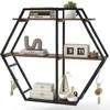 Promotions Sieninės lentynos, 3-jų lygių dekoratyvinės pakabinamos, 80x18x69,5 cm, rudos, metalinis rėmas