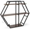 Promotions Sieninės lentynos, 3-jų lygių dekoratyvinės pakabinamos, 80x18x69,5 cm, rudos, metalinis rėmas