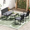 Promotions Sodo baldų komplektas 2 foteliai suoliukas stalas 59x56,5x77,5 cm juoda smėlio spalvos rotangas