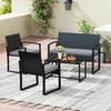 Promotions Sodo baldų komplektas 2 foteliai suoliukas stalas 59x56,5x77,5 cm juoda smėlio spalvos rotangas