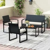Promotions Sodo baldų komplektas 2 foteliai suoliukas stalas 59x56,5x77,5 cm smėlio spalvos rotangas