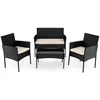 Promotions Sodo baldų komplektas 2 kėdės, suoliukas, stalas 98x59,5x81 cm, smėlio spalvos rotangas