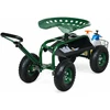 Promotions Sodo vežimėlis su įrankių padėklu ir 360° pasukamu sėdimu 97x43x48-53 cm žalias