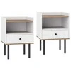 Promotions Šoninis staliukas 41x35x56 cm baltas, metalas, su laikymo vieta