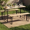Promotions Stalo ir suolo komplektas 118x50x75 cm natūralaus sulankstomo medžio ir metalo