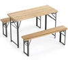 Promotions Stalo ir suolo komplektas 118x50x75 cm natūralaus sulankstomo medžio ir metalo