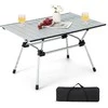 Promotions Stovyklavimo stalas, sulankstomas, tvirtas, aliuminis, 90.2x61x43.2-52.1 cm, sidabro spalvos
