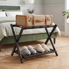 Promotions Sulankstoma lagamino stovėjimo vieta su dirželiais ir lentynomis daiktams 68x43x57 cm juoda/natūrali