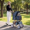Promotions Sulankstomas gyvūnų vežimėlis su 4 ratais mažiems šunims/katėms iki 15 kg mėlynas