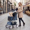 Promotions Sulankstomas gyvūnų vežimėlis su 4 ratais mažiems šunims/katėms iki 15 kg mėlynas