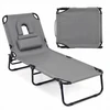 Promotions Sulankstomas paplūdimio gultas su veido anga ir nuimamomis pagalvėlėmis Pilkas