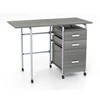 Promotions Sulankstomas rašomasis stalas 105x50x75 cm pilkas, metalinis rėmas, su laikymo vieta