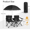 Promotions Sulankstomas stovyklavimo dvivietis fotelis, 160x55x118-178 cm, Juodas