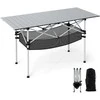 Promotions Sulankstomas stovyklavimo stalas, 119x55x69 cm, juodas ir sidabrinis