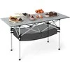 Promotions Sulankstomas stovyklavimo stalas, 119x55x69 cm, juodas ir sidabrinis