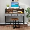 Promotions Tualetinis staliukas su taburete, 110x50x95.5 cm, rudas, su laikymo vieta