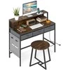 Promotions Tualetinis staliukas su taburete, 110x50x95.5 cm, rudas, su laikymo vieta