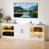 Promotions TV staliukas, 195x30x55 cm, balta, reguliuojamos stiklinės lentynos