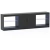 Promotions TV staliukas, 195x30x55 cm, juodas, LED apšvietimas, su laikymo vieta