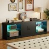 Promotions TV staliukas, 195x30x55 cm, juodas, LED apšvietimas, su laikymo vieta