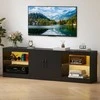Promotions TV staliukas, 195x30x55 cm, juodas, LED apšvietimas, su laikymo vieta