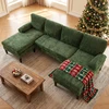 Promotions U formos Sofa-lova 258x125x71,5 cm Žalios spalvos korduro audinys