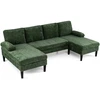 Promotions U formos Sofa-lova 258x125x71,5 cm Žalios spalvos korduro audinys