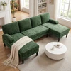 Promotions U formos Sofa-lova 258x125x71,5 cm Žalios spalvos korduro audinys