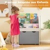 Promotions Vaikiška knygų lentyna, 3 aukštų su ratuku žaislų dėže, 50x28x70 cm, pilkai balta