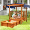 Promotions Vaikiška lauko medinė smėlio dėžė su ištraukiamu dangčiu ir ratukais 95x71x20 cm natūrali/mėlyna