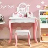 Promotions Vaikiškas kosmetinis staliukas su kėdute, 70x33x100 cm, rožinė ir balta