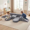 Promotions Vaikiškas modulinis žaidimų kampas 247x124x35 cm Pilkas zomšos audinys
