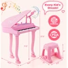 Promotions Vaikiškas pianino klaviatūros rinkinys su kėdute ir mikrofonu, 37 klavišai, rožinė