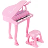 Promotions Vaikiškas pianino klaviatūros rinkinys su kėdute ir mikrofonu, 37 klavišai, rožinė